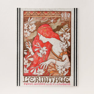 Berthon Art Nouveau Lady Giant Lily Blume Puzzle