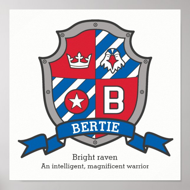 Bertie Brief von Jungs Name bedeutet Wappen Poster (Vorne)