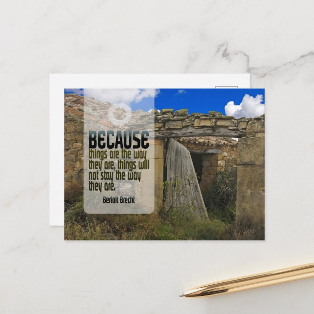 Bertolt Brecht Inspiration Zitat "Change" Postkarte (Vorderseite/Rückseite Beispiel)