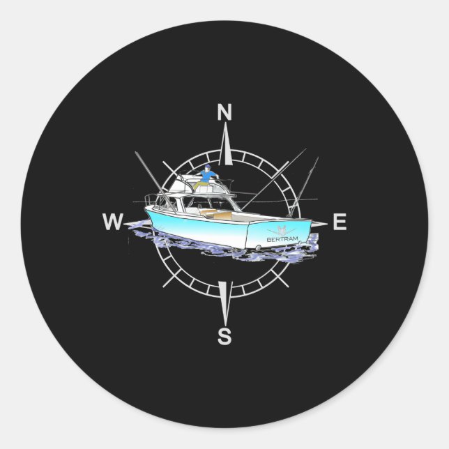 Bertram 31 auf der Rückseite gedruckt Runder Aufkleber (Vorderseite)