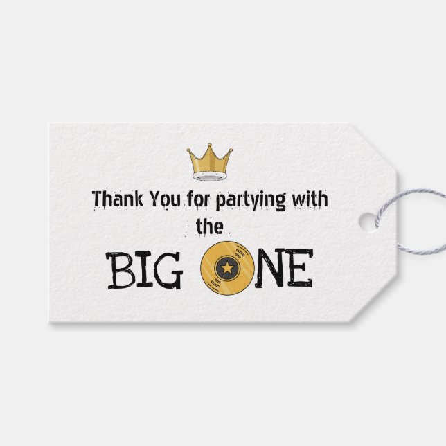 Berüchtigte Big ONE 1. Geburtstag Danke Geschenkanhänger (Vorderseite (Horizontal))