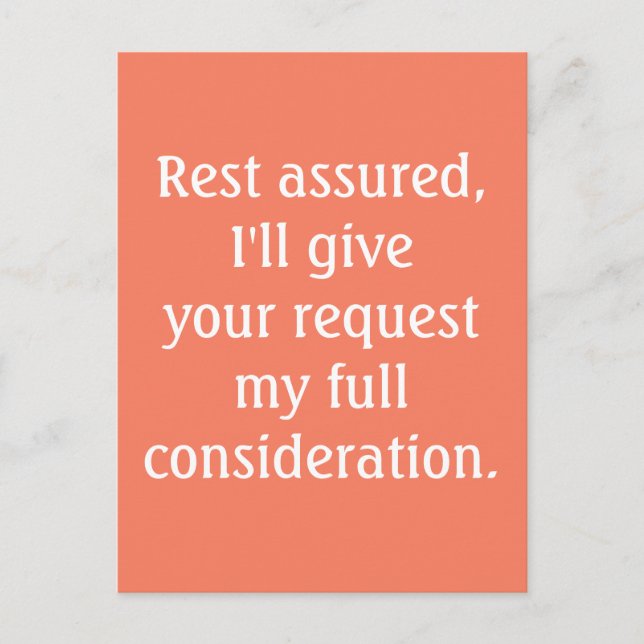 Berücksichtigung Ihrer Anfrage Amber Typografy Pos Postkarte (Vorderseite)