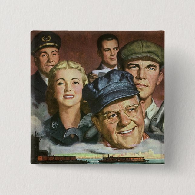 Beruf der Wirtschaft, Vintager Patriotismus Button (Vorderseite)