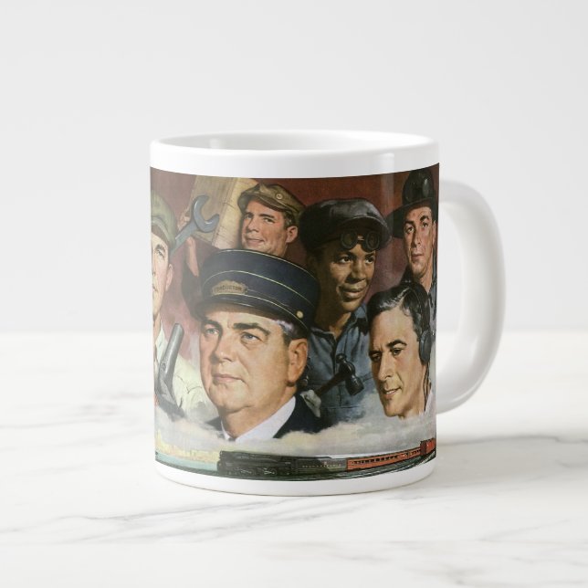 Beruf der Wirtschaft, Vintager Patriotismus Jumbo-Tasse (Vorderseite Rechts)