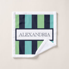 Beruflich als Classic Green Sage, Navy & Aquamarin Badhandtuch Set