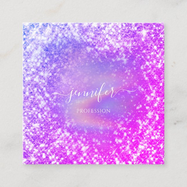 Beruflich Beauty Makeup Artist Glitzer Park Quadratische Visitenkarte (Vorderseite)