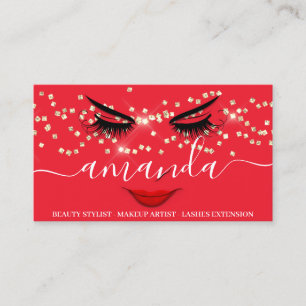 Beruflich Beauty Makeup Gold Lash Rot Visitenkarte