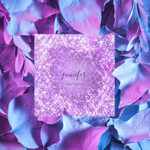 Beruflich Beauty Makeup Künstler Glitzer Lila Quadratische Visitenkarte