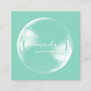 Beruflich Beauty Makeup Logo-Blase Grün Quadratische Visitenkarte