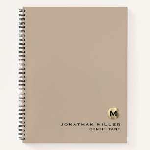 Beruflich Beige-Gold-Monogramm Notizbuch