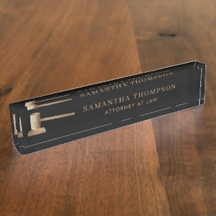 Beruflich Black & Brown Anwalt Gavel Namensplakette