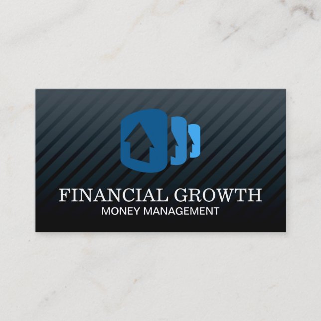 Beruflich Black Modern | Gestapelte Häuser Visitenkarte (Vorderseite)