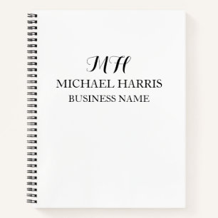 Beruflich Black Monogram Initial Business Notizbuch