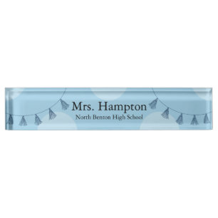Beruflich Blue Polka Dot Teacher Namensplakette