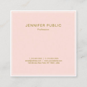 Beruflich Blush Pink Gold Chic Design Luxus Quadratische Visitenkarte