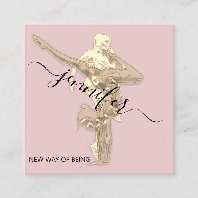 Beruflich Body Fitness Tanz Gold Couch Rosa Quadratische Visitenkarte (Vorderseite)