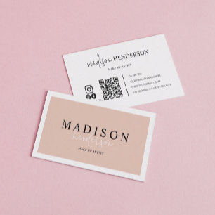 Beruflich Boho Cream Script Typografie QR Code Visitenkarte