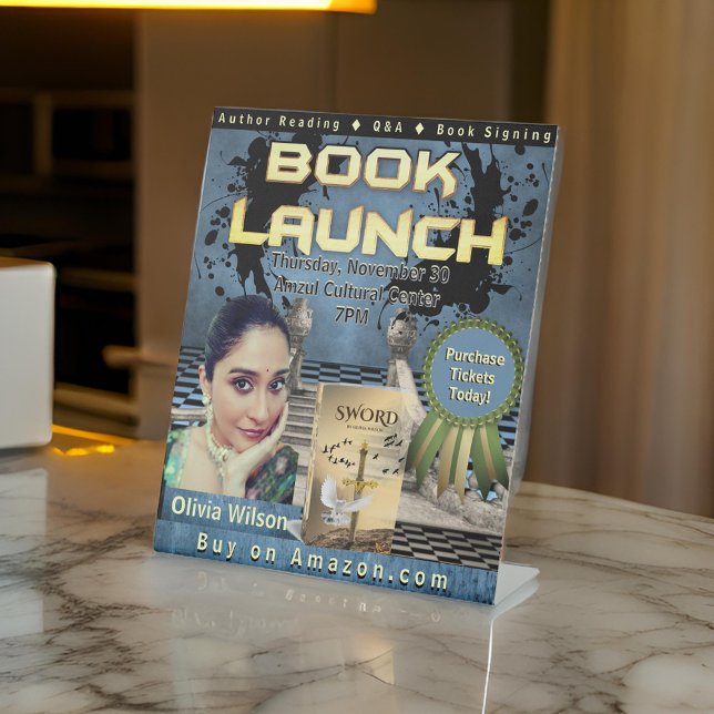 Beruflich Book Launch Spritzer Ink Blue Sockelschild (Von Creator hochgeladen)