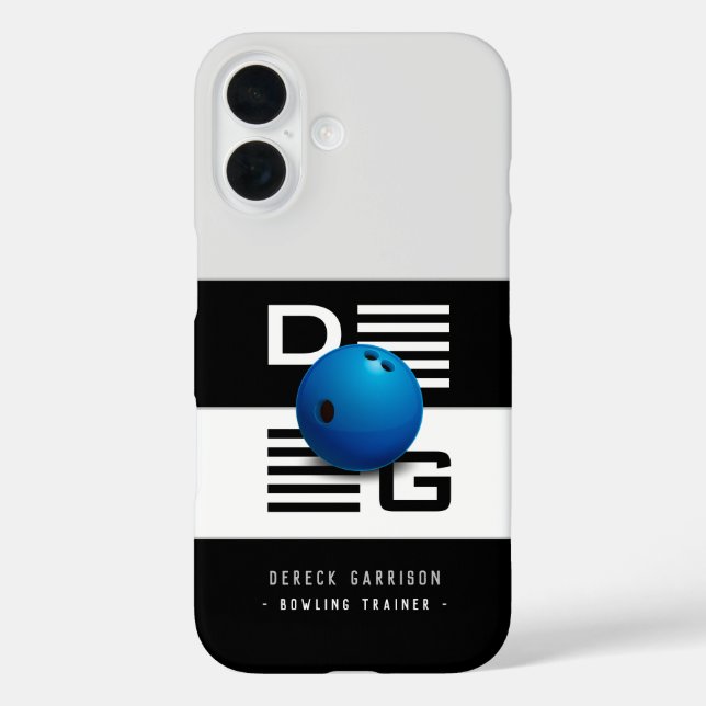 Beruflich Bowling Trainer | Initials Deep Blue Case-Mate iPhone Hülle (Rückseite)