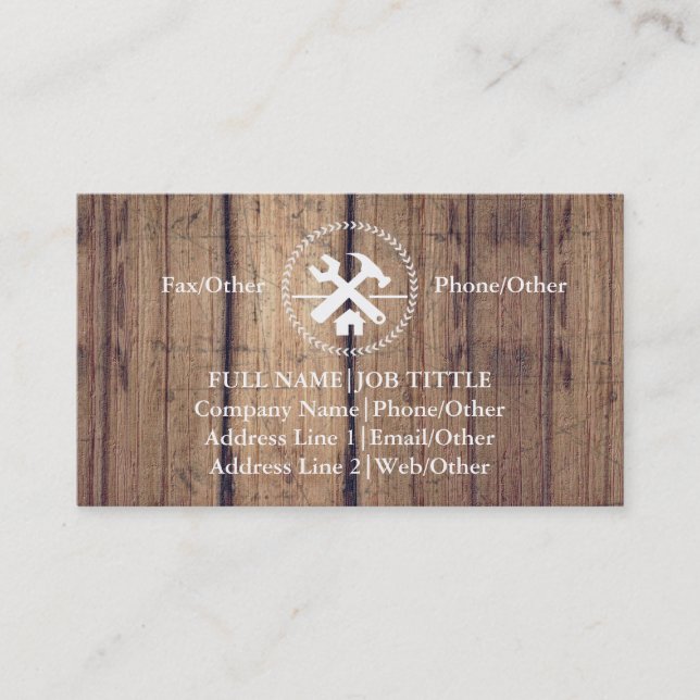 Beruflich Builder Carpenter Tools Holzbearbeitung  Visitenkarte (Vorderseite)