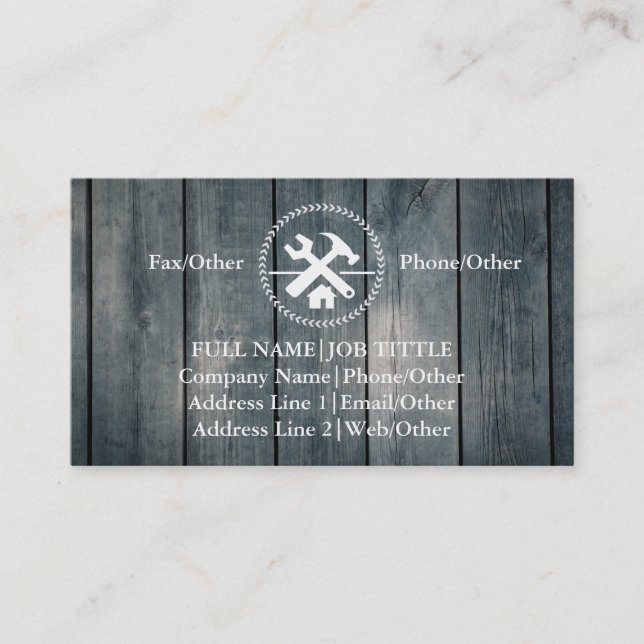 Beruflich Builder Carpenter Tools Holzbearbeitung  Visitenkarte (Vorderseite)