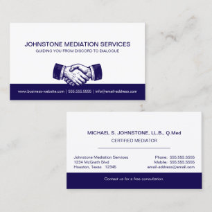 Beruflich Business Blue White Handshake Visitenkarte