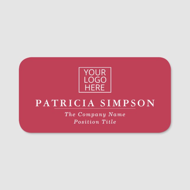 Beruflich Chic Cyclamen Red White: Elegantes Logo Namensschild (Vorderseite)