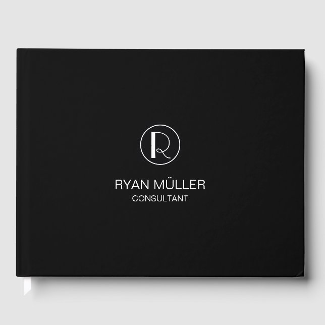 Beruflich Chic Elegant Schlicht und Monogramm Gästebuch (Vorderseite)