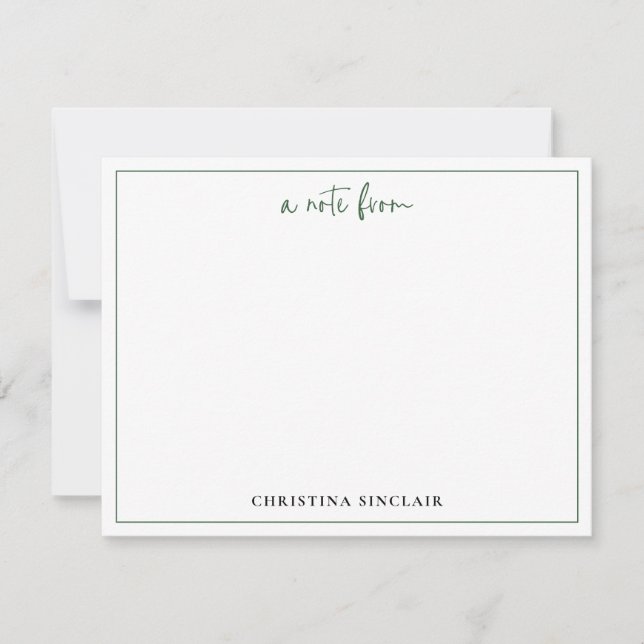 Beruflich Chic Emerald Green Typografy Border Mitteilungskarte (Vorderseite)