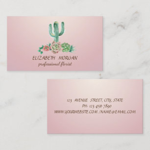 Beruflich Chic Watercolor Cactus Visitenkarte