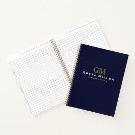 Beruflich dunkelblaue Gold Monogramm Notizbuch