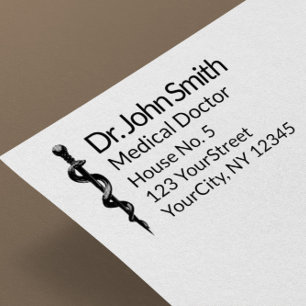 Beruflich Einfaches Asclepius Medizinisches Schwar Gummistempel