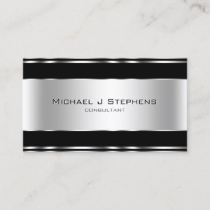 Beruflich Elegant Modernes Schwarz und Silber Visitenkarte