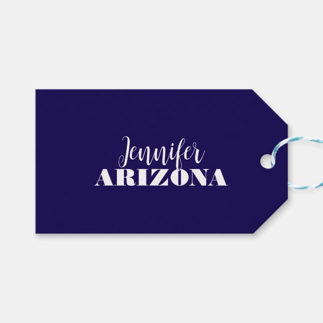 Beruflich elegante moderne minimalistisch dunkelbl geschenkanhänger (Vorderseite (Horizontal))