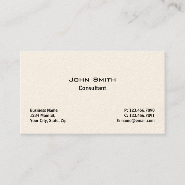 Beruflich Elegante Moderne Schlichte Creme Visitenkarte (Vorderseite)