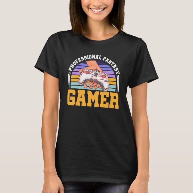 Beruflich Fantasy Gamer Spaß Retro Gaming Chat T-Shirt (Vorderseite)