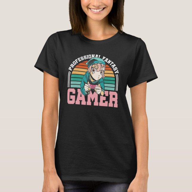 Beruflich Fantasy Gamer Spaß Retro Gaming Chat T-Shirt (Vorderseite)
