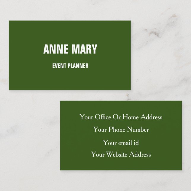 Beruflich Forest Green White Bright farbig Visitenkarte (Vorne/Hinten)