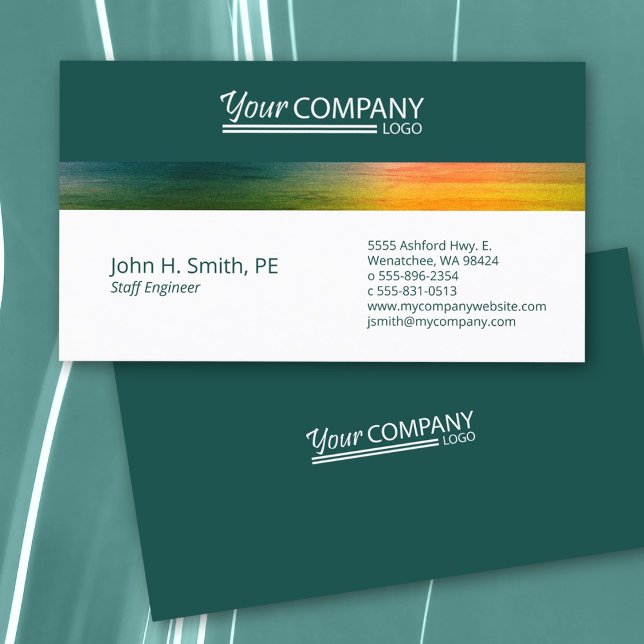 Beruflich Forest Green, Yellow Company Visitenkarte (minimalist professional forest green and yellow logo business card easy template)