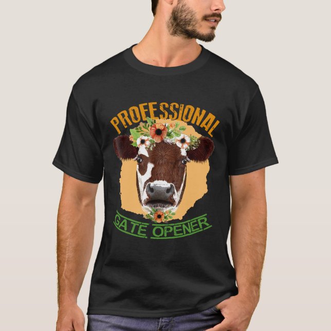Beruflich Gate Opener Funny Cow T-Shirt (Vorderseite)