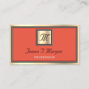 Beruflich Gold Orange Coral VIP Gerahmt Monogramm Visitenkarte
