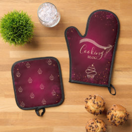 Beruflich, Goldpfeifen, Kuchen, Burgund kochen Ofenhandschuh & Topflappen-Set