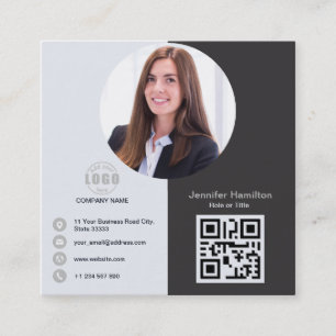 Beruflich Grau Hinzufügen Ihres Foto QR Code Squar Quadratische Visitenkarte