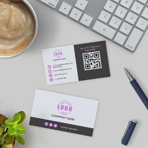Beruflich Grau Lila hinzufügen Sie Ihren QR-Code f Visitenkarte