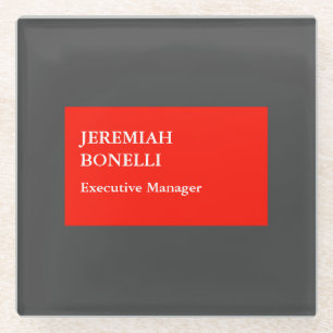 Beruflich-grau-minimalistisch modern Ihr Name Glasuntersetzer
