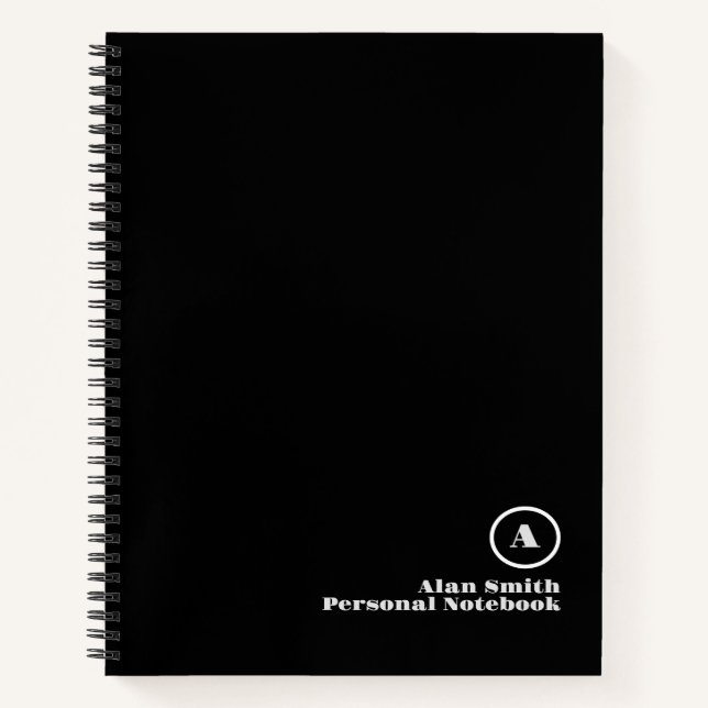 Beruflich-Grau-Schwarz-Monogram-Notebook Notizbuch (Vorderseite)