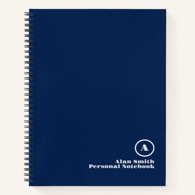 Beruflich-Grau-Schwarz-Monogram-Notebook Notizbuch (Vorderseite)