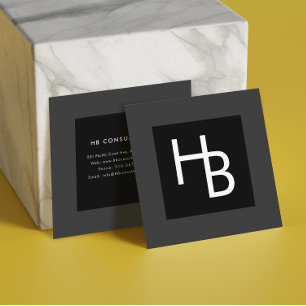 Beruflich Grau und Schwarz mit Ihrem Logo Quadratische Visitenkarte