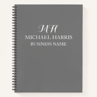 Beruflich-graue Monogram-Anfangsgeschäft Notizbuch