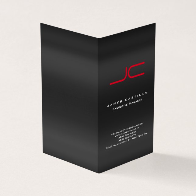 Beruflich-Graurotes Monogramm Visitenkarten (Vorderseite)